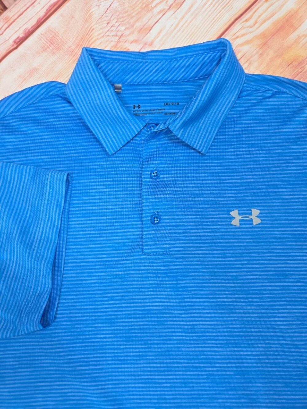 Under Armour Mens HeatGear Blue Stripe Loose Fit Polo Large